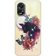 Чехол со стразами OPPO A18 4G Cat in Flowers