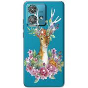 Чехол со стразами Motorola Edge 40 Neo Deer with flowers