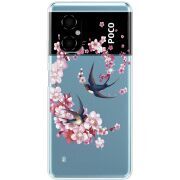 Чехол со стразами BoxFace Xiaomi Poco M4 5G Swallows and Bloom
