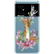 Чехол со стразами BoxFace Xiaomi Poco M4 5G Deer with flowers