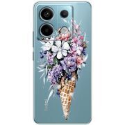 Чехол со стразами BoxFace Xiaomi Redmi Note 13 Pro 5G Ice Cream Flowers