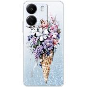 Чехол со стразами Xiaomi Redmi 13C Ice Cream Flowers
