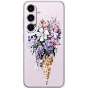 Чехол со стразами Samsung Galaxy S24 Ice Cream Flowers