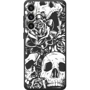 Черный чехол BoxFace Samsung Galaxy S24 Plus Skull and Roses