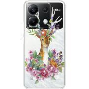 Чехол со стразами Xiaomi Poco X6 5G Deer with flowers