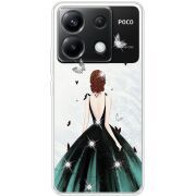 Чехол со стразами Xiaomi Poco X6 5G Girl in the green dress