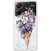 Чехол со стразами Xiaomi Poco X6 5G Ice Cream Flowers