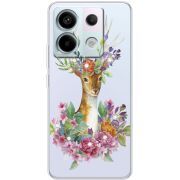 Чехол со стразами BoxFace Xiaomi Redmi Note 13 5G Deer with flowers