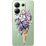Чехол со стразами BoxFace Xiaomi Redmi Note 13 4G Ice Cream Flowers