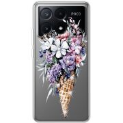 Чехол со стразами Xiaomi Poco X6 Pro 5G Ice Cream Flowers