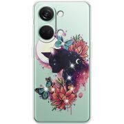 Чехол со стразами OnePlus Nord 3 5G Cat in Flowers