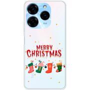Прозрачный чехол BoxFace Tecno Spark 20 Pro Merry Christmas