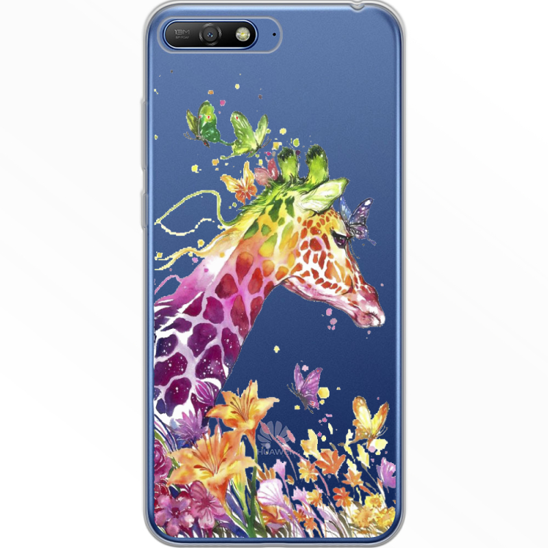 Прозрачный чехол Uprint Huawei Y6 2018 Colorful Giraffe