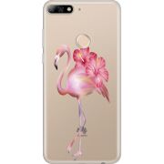Прозрачный чехол Uprint Huawei Y7 Prime 2018 / Honor 7C Pro Floral Flamingo
