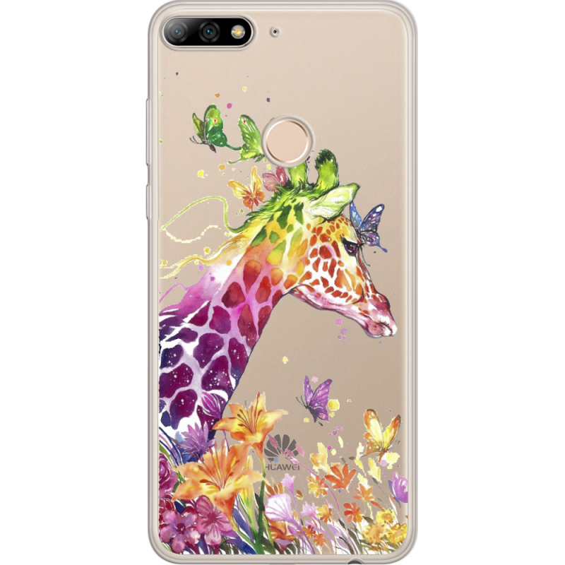 Прозрачный чехол Uprint Huawei Y7 Prime 2018 / Honor 7C Pro Colorful Giraffe
