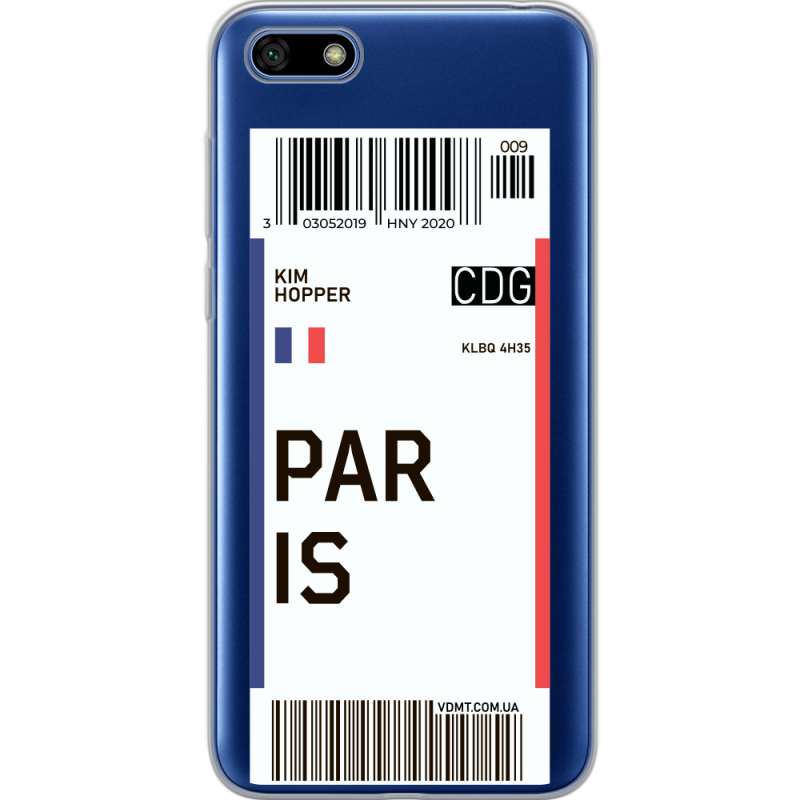 Прозрачный чехол Uprint Huawei Y5 2018 / Honor 7A Ticket Paris
