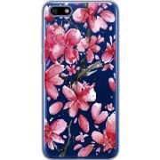 Прозрачный чехол Uprint Huawei Y5 2018 / Honor 7A Pink Magnolia