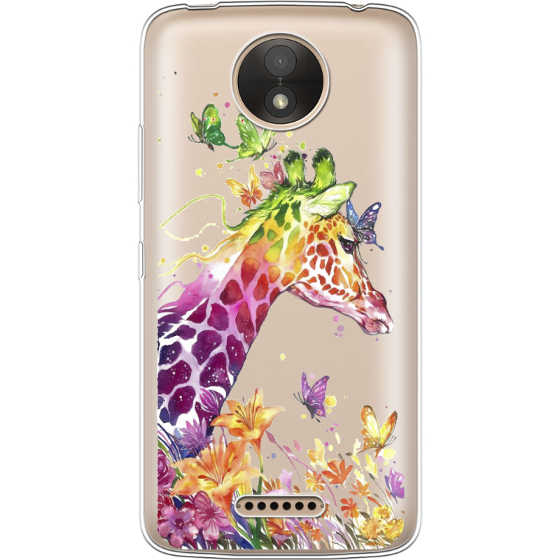 Прозрачный чехол Uprint Motorola Moto C Plus XT1723 Colorful Giraffe
