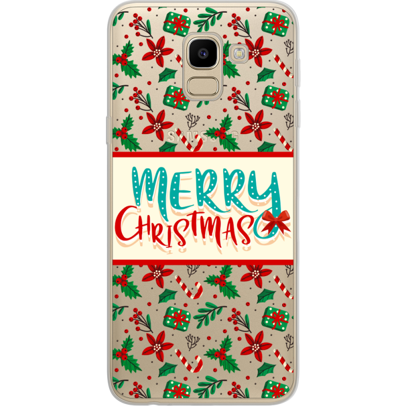 Прозрачный чехол Uprint Samsung J600 Galaxy J6 2018 Vintage Christmas Pattern