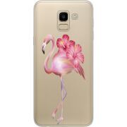 Прозрачный чехол Uprint Samsung J600 Galaxy J6 2018 Floral Flamingo