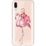 Прозрачный чехол Uprint Huawei P20 Lite Floral Flamingo