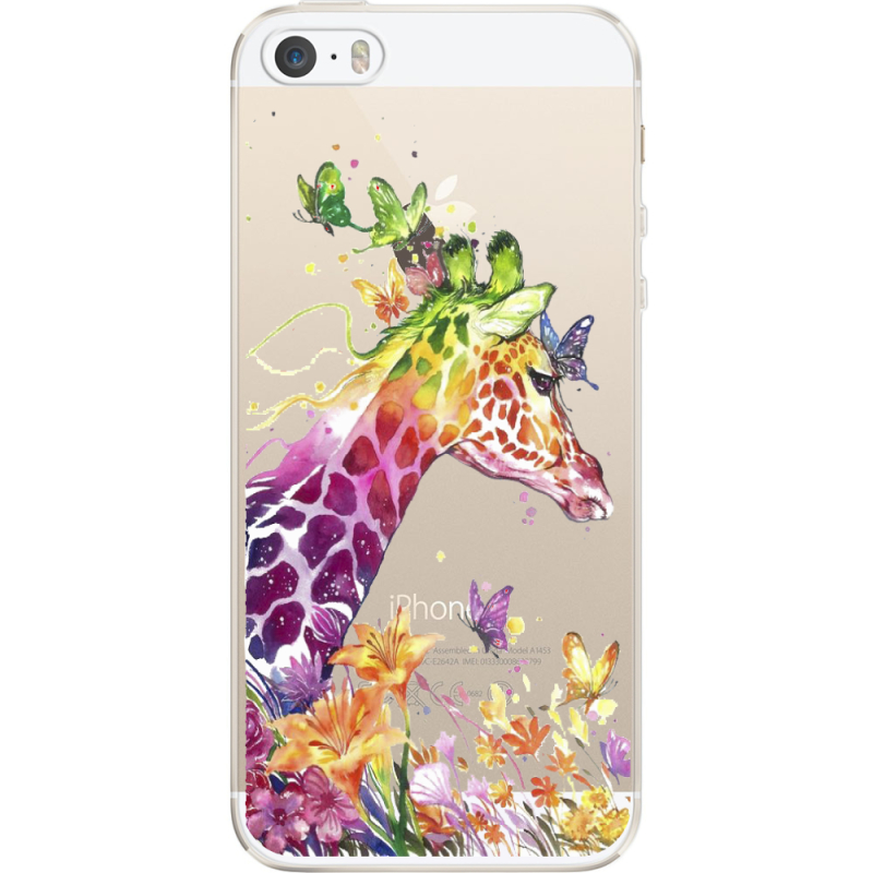Прозрачный чехол Uprint Apple iPhone 5 / 5S / 5SE Colorful Giraffe