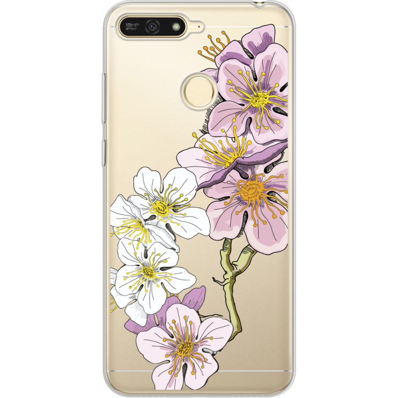 Прозрачный чехол Uprint Huawei Y6 Prime 2018 / Honor 7A Pro Cherry Blossom