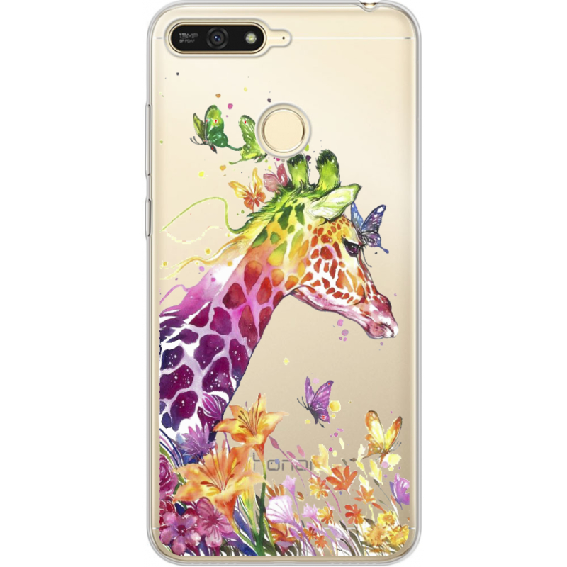 Прозрачный чехол Uprint Huawei Y6 Prime 2018 / Honor 7A Pro Colorful Giraffe