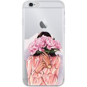 Прозрачный чехол Uprint Apple iPhone 6 / 6S Девушка с Пионами