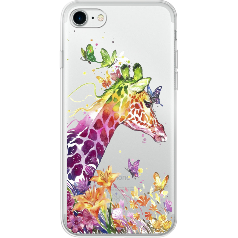 Прозрачный чехол Uprint Apple iPhone 7/8 Colorful Giraffe