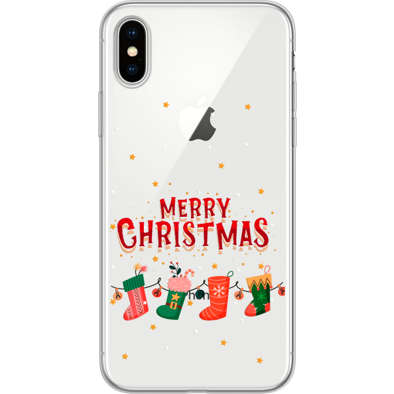 Прозрачный чехол Uprint Apple iPhone X Merry Christmas