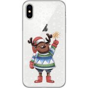 Прозрачный чехол Uprint Apple iPhone X Christmas Deer with Snow