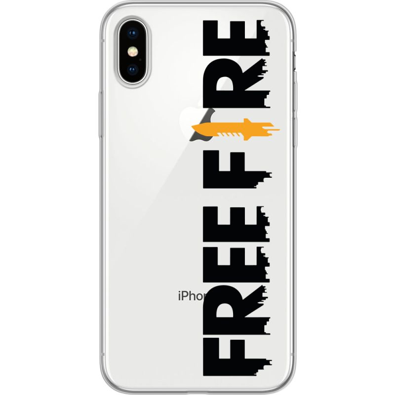 Прозрачный чехол Uprint Apple iPhone X Free Fire Black Logo