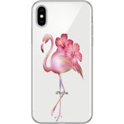 Прозрачный чехол Uprint Apple iPhone X Floral Flamingo