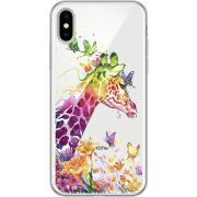 Прозрачный чехол Uprint Apple iPhone X Colorful Giraffe