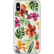 Прозрачный чехол Uprint Apple iPhone X Tropical Flowers