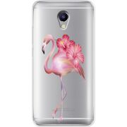 Прозрачный чехол Uprint Meizu M5 Note Floral Flamingo