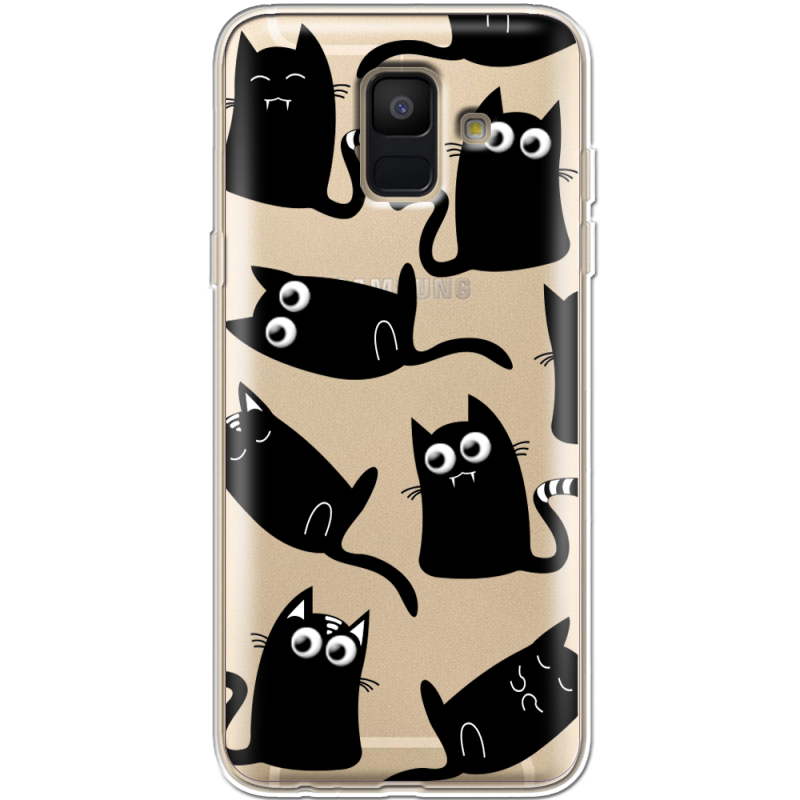 Прозрачный чехол Uprint Samsung A600 Galaxy A6 2018 с 3D-глазками Black Kitty