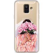 Прозрачный чехол Uprint Samsung A600 Galaxy A6 2018 Девушка с Пионами