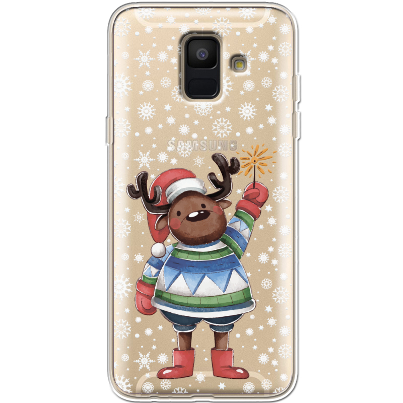 Прозрачный чехол Uprint Samsung A600 Galaxy A6 2018 Christmas Deer with Snow