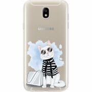 Прозрачный чехол Uprint Samsung J730 Galaxy J7 2017 Cat Style