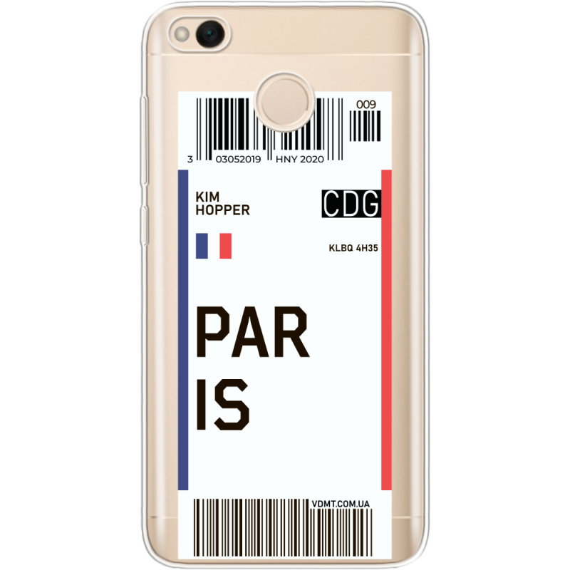 Прозрачный чехол Uprint Xiaomi Redmi 4x Ticket Paris