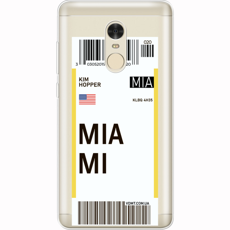 Прозрачный чехол Uprint Xiaomi Redmi Note 4x Ticket Miami