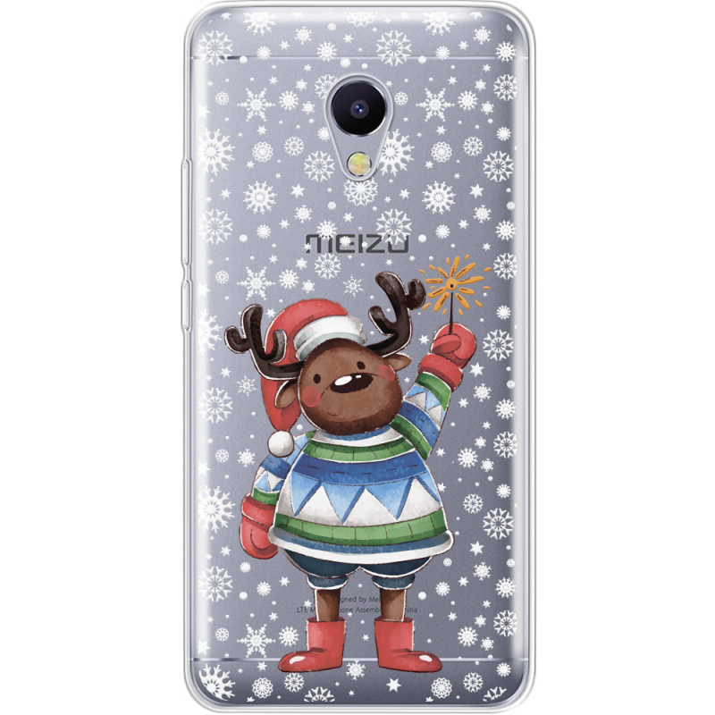 Прозрачный чехол Uprint Meizu M5s Christmas Deer with Snow