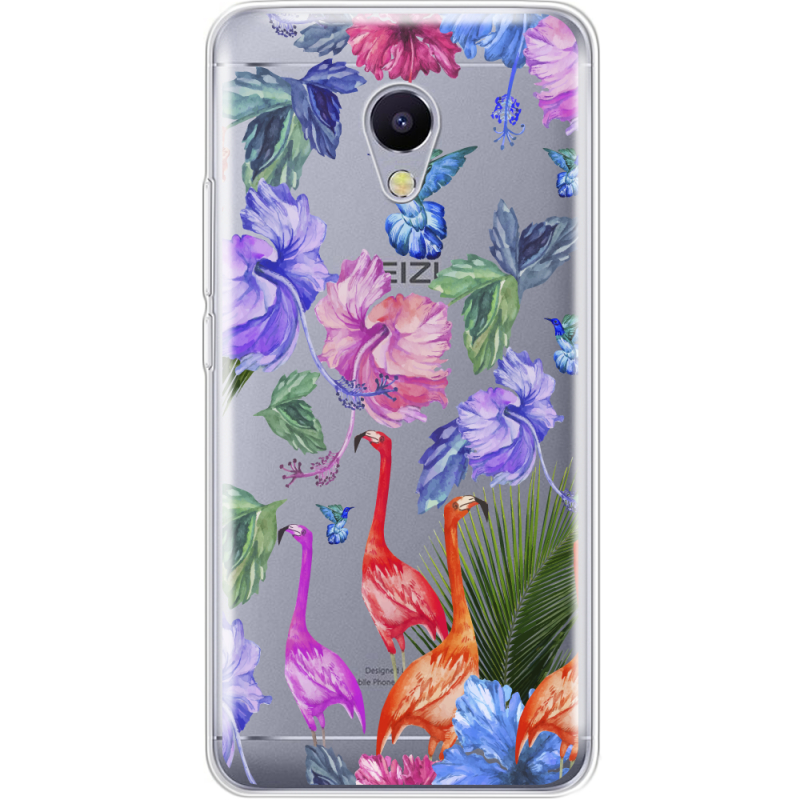 Прозрачный чехол Uprint Meizu M5s Flamingo