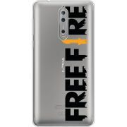 Прозрачный чехол Uprint Nokia 8 Free Fire Black Logo