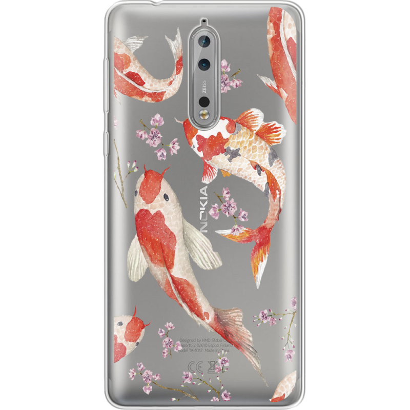 Прозрачный чехол Uprint Nokia 8 Japanese Koi Fish