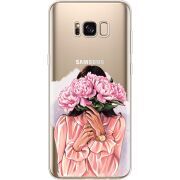 Прозрачный чехол Uprint Samsung G955 Galaxy S8 Plus Девушка с Пионами