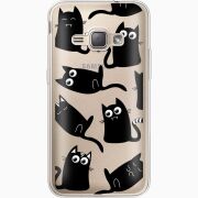 Прозрачный чехол Uprint Samsung J120H Galaxy J1 2016 с 3D-глазками Black Kitty