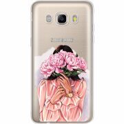 Прозрачный чехол Uprint Samsung J710 Galaxy J7 2016 Девушка с Пионами